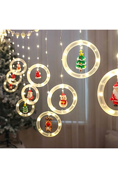NO BRAND Lumini de Crăciun LED tip perdea, cu figurine, RING LIGHT, 3m, alb cald