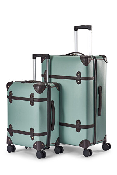 LİMRA Classic Design 3-Piece Leather Luggage Set in 28-24-20 Inch Sizes, Turq...