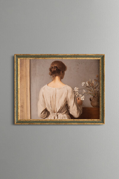 epiqart Woman in White Dress - Vintage Patterned Painting - Slim Model
