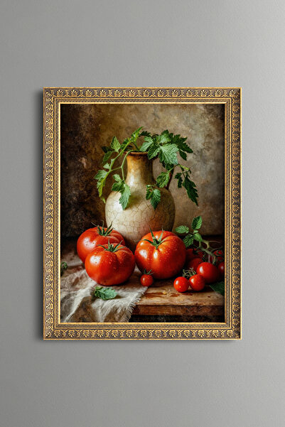 epiqart Tomato Still Life - Vintage Patterned Painting - Fine Model