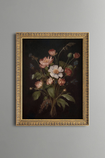 epiqart Pastel Wildflower Bouquet - Vintage Patterned Painting - Fine Model