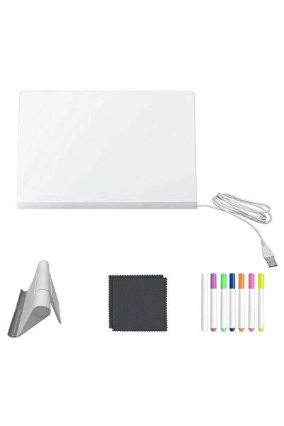 Noonedibs Tablou Luminos LED 30x20cm - Suprafață Acrilică Ștearsă, cu 7 Stilo...