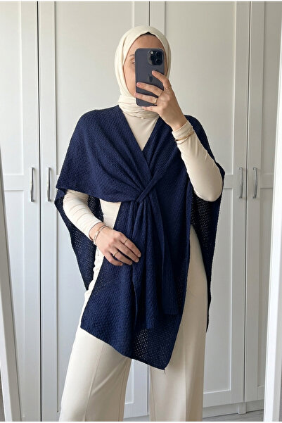 Kirazca Butik Women's Casual Knitwear Poncho with Cross-Tie Detail