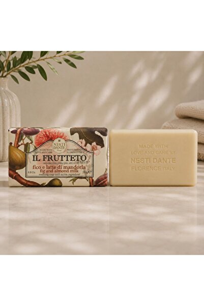 Nesti Dante Il Frutteto Fig & Almond Milk Soap Bar 250g | Italian Vegan Soap | Moisturizing & Soothing Cleanser | Natural Ingredients | Sweet Fig & Almond Aroma | Paraben, PEG & Petrochemical Free