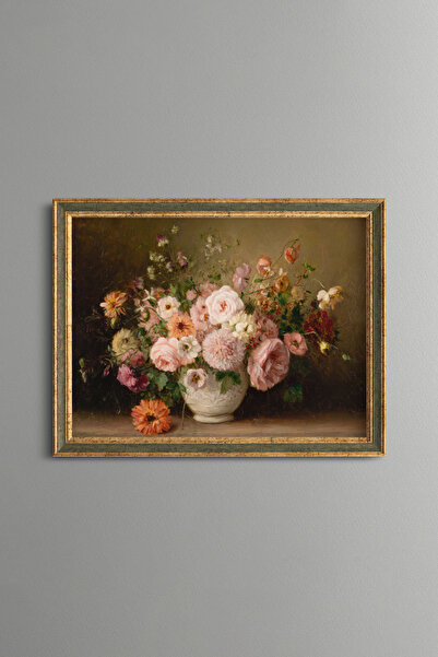 epiqart Pink Flowers in a Vase - Vintage Patterned Painting - Fine Model
