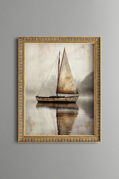 epiqart Sailboats in Foggy Waters - Vintage Patterned Painting - Fine Model
