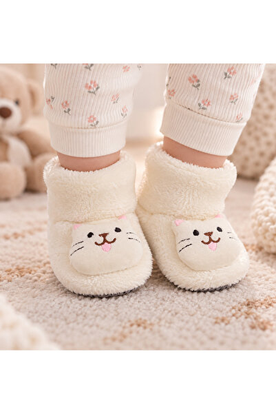 BEBEXO KIDS Bebek Kedi-Penguen Figürlü Peluş Panduf Patik Ev Botu | Yumuşak ,...