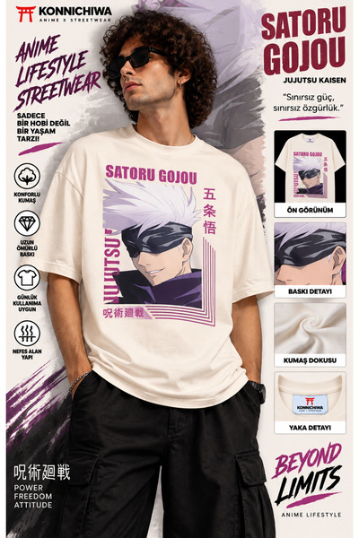 FG KONNİCHİWA Jujutsu Kaisen Satoru Gojo Sukuna Geto T-Shirt Tee Tshirt – Ani...
