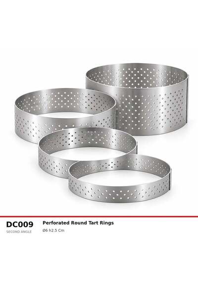 Fida Perforated Tart Circle Round 86 H2.B cm Stainless Steel Tart Mold - 5 Pieces