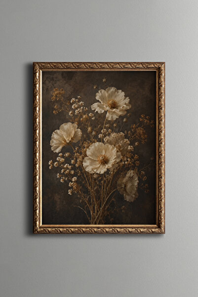 epiqart White Poppies and Wildflowers - Vintage Patterned Painting - Fine Model