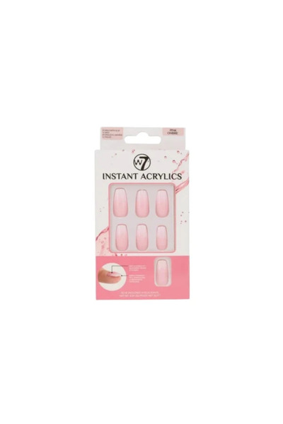 w7 Instant Acrylics Pink Ombre Τεχνητά Νύχια με Κόλλα 24τμχ