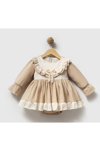 aysskids Chloe vintage lace collar bow detail holiday special occasion baby girl romper