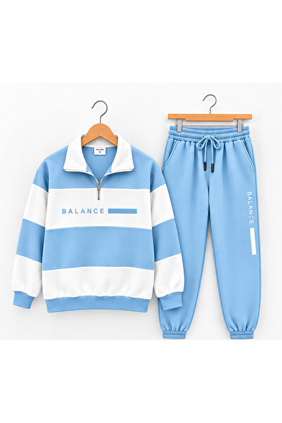 dwnwear Balance Unisex Color Blocked Tracksuit Set Half Zipper Sweatshirt Jogger