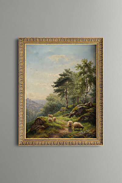 epiqart Sheep on the Forest Road - Vintage Patterned Painting - Fine Model