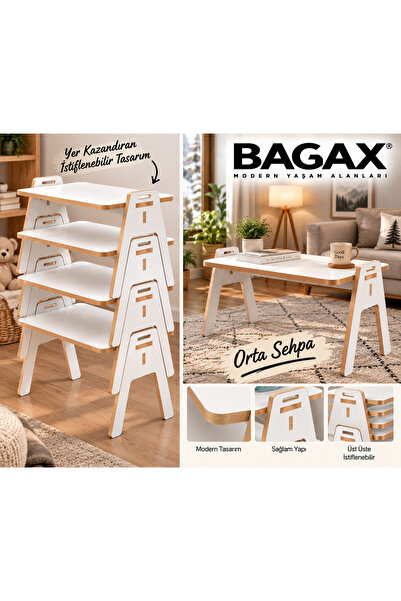 BAGAX MDF Modern Orta Sehpa – Salon ve Oturma Odası Sehpası – Minimalist Geçm...