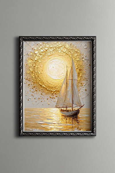 epiqart Sailboat in Golden Sunset - Vintage Patterned Painting - Fine Model