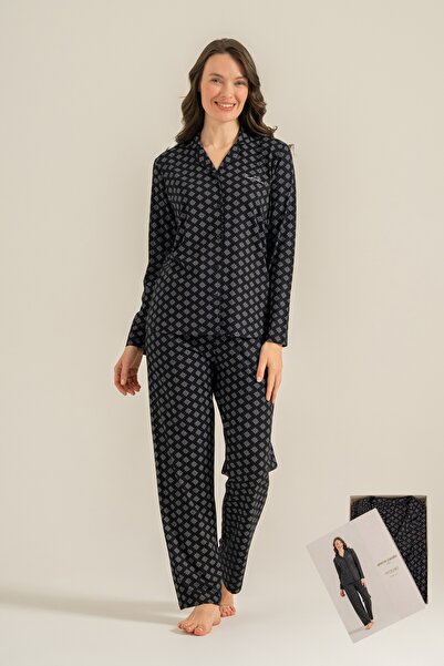 Pierre Cardin Cotton Modal Long Sleeve Front Buttoned Shirt Women's Pajama Set