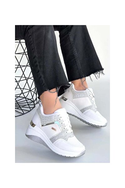 FLORİN Geja White Leather Lace-Up Sports Shoes