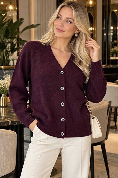 Esra Butik78 🌸 Pembe & Mürdüm Önden Düğmeli Triko Hırka – Şık ve Kullanışlı