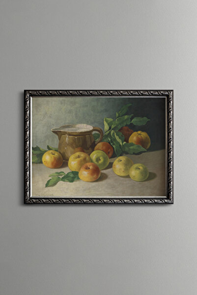 epiqart Apples and Ceramic Jug Still Life - Vintage Patterned Painting - Fine...