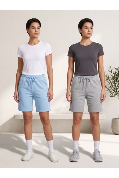Machi Makiteks Women's Blue Gray Double Comfortable Cut Elastic Waist Pockete...
