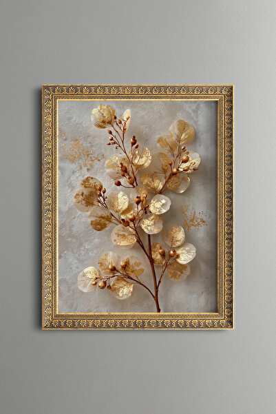 epiqart Golden Eucalyptus Branches - Vintage Patterned Painting - Fine Model