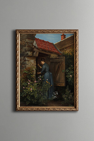 epiqart Young Girl at the Well - Vintage Patterned Painting - Fine Model