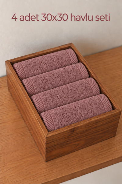Motif Tekstil 4’lü 30x30 cm %100 Organik Pamuk El ve Mutfak Havlusu Seti - As...