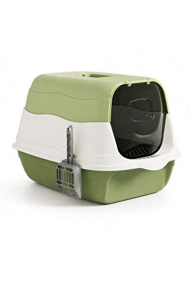 FOXMAG24 Litieră acoperită pentru pisici cu ușă și lopățică, 48x34x31 cm, Verde