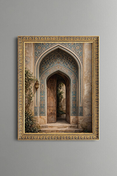 epiqart Tile Arched Wooden Door - Vintage Patterned Panel - Slim Model