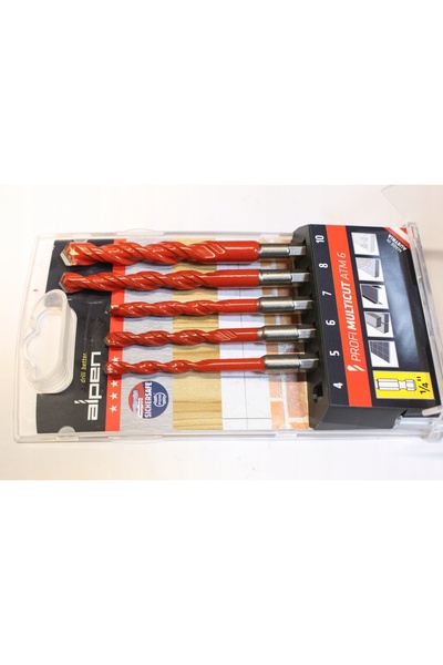 Alpen Set de 6 burghie pentru zidărie, lemn, metal, gresie, cu diametre de 4/...