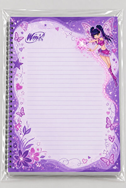 Atölye Prana Winx Temalı Mor A4 Spiralli Defter 40 Yaprak Çizgili Kız Çocuk G...