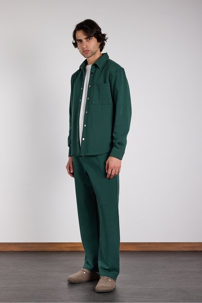 Mesfeno Pantaloni largi din țesătură interlock, cu talie elastică
