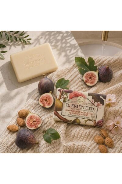 Nesti Dante Il Frutteto Fig & Almond Milk Soap Bar 250g | Italian Vegan Soap | Moisturizing & Soothing Cleanser | Natural Ingredients | Sweet Fig & Almond Aroma | Paraben, PEG & Petrochemical Free