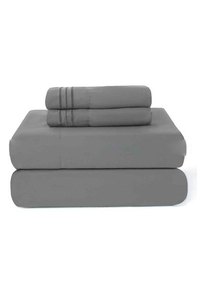 Noonedibs Set lenjerie de pat Queen 4 piese, microfibră moale 1800, culoare g...