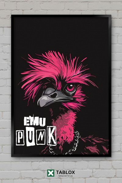 tablomaxtbx Emu Punk Funny Bird Animal Funny Art Αφίσα με Πλαίσιο Διακοσμητικ...