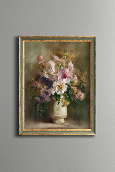 epiqart Spring Flowers in a Vase - Vintage Patterned Painting - Fine Model