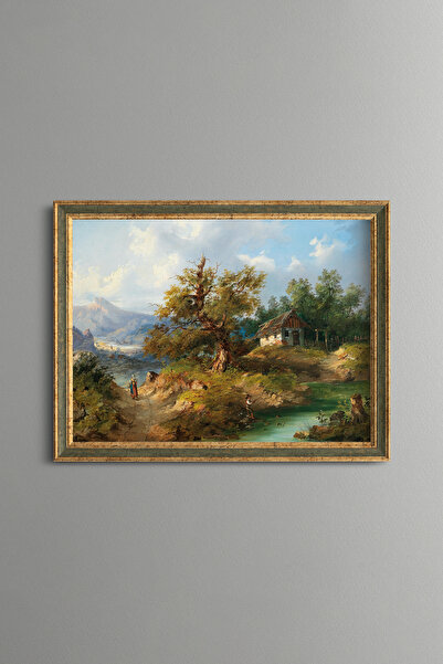 epiqart Village Life by the River - Vintage Patterned Painting - Fine Model