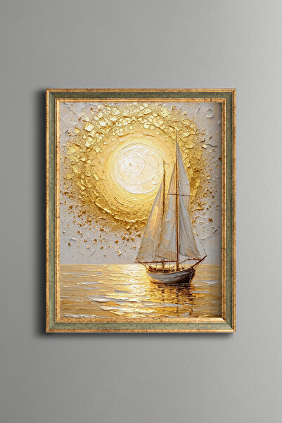epiqart Sailboat in Golden Sunset - Vintage Patterned Painting - Fine Model