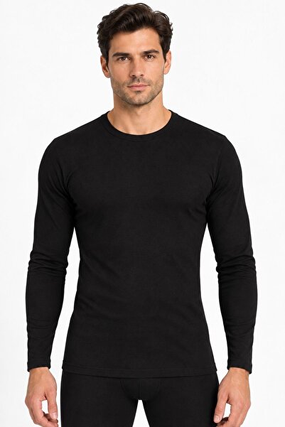 YILDIZ Erkek Premium Pamuklu Likralı İnce Uzun Kollu Bisiklet Yaka Sweatshirt