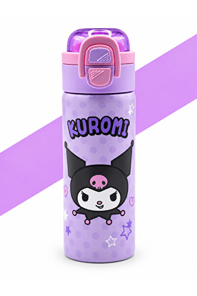 kuromi LİSANSLI YENİ SEZON ÇİFT FONKSİYON KAPAKLI ÇELİK MATARA 600ML