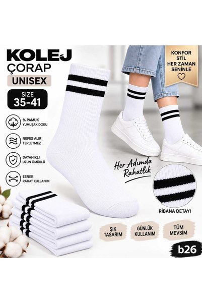 Genel Markalar 6'LI PAKET UZUN KOLEJ ÇORAP