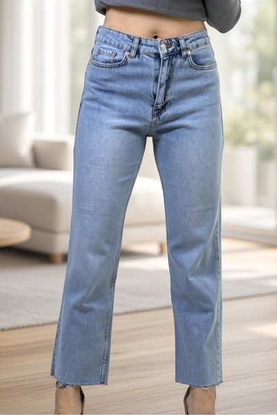 yagmurberen High Waist Lycra Mom Fit Jean Denim Pants