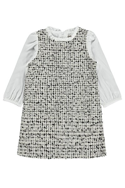 Civil Girls Shirted Tweed Dress for 6-9 Years - Black