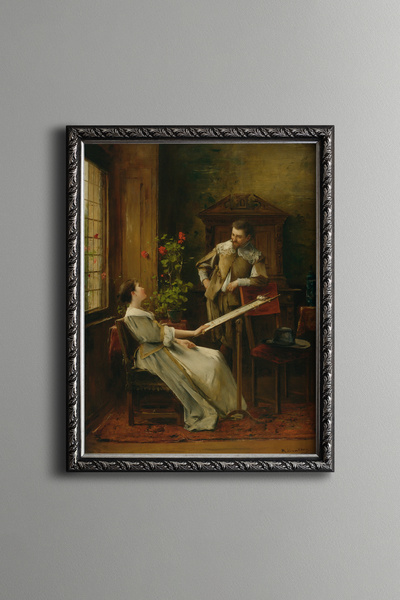 epiqart Chat in the Painter's Workshop - Vintage Patterned Painting - Fine Model