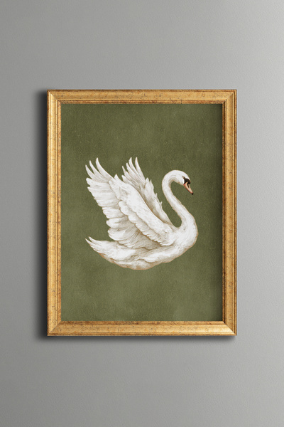 epiqart White Swan - Vintage Patterned Painting - Fine Model