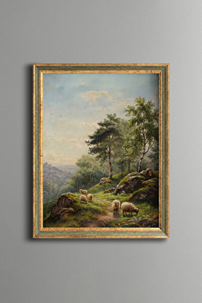 epiqart Sheep on the Forest Road - Vintage Patterned Painting - Fine Model