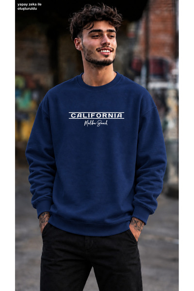 caddekombin Men's California Malibu Beach Written Minimal Striped Graphic Pri...