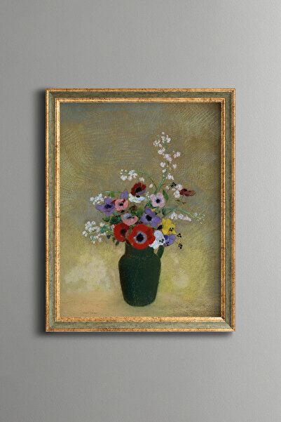 epiqart Mixed Flowers in a Large Green Vase - Vintage Patterned Painting - Fi...
