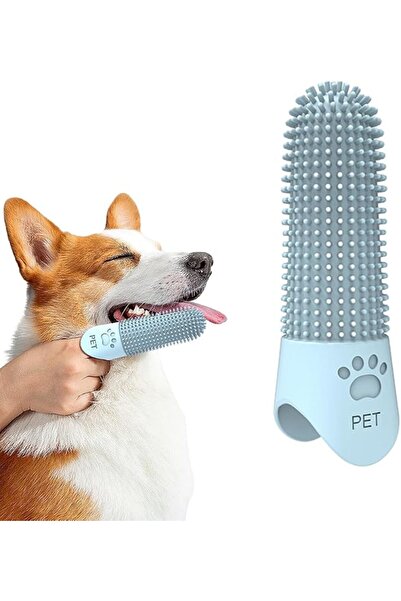 HASTHIP ® [BrandName] Pet Finger Toothbrush, Food-Grade Silicone, 360° High-D...